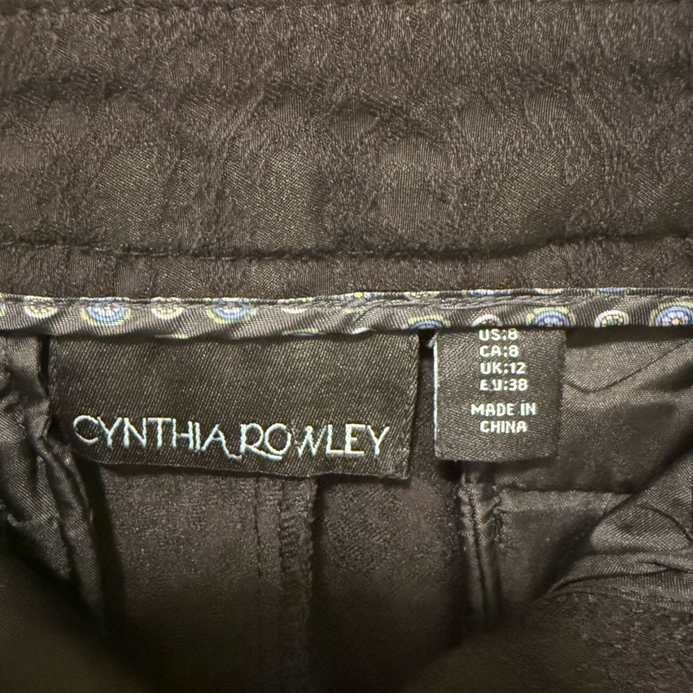 Women’s Cynthia Rowley Black Patterned Slim Pants - Size 8 - Picture 5 of 9
